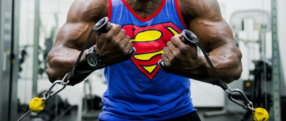 muscular man doing a hard workout